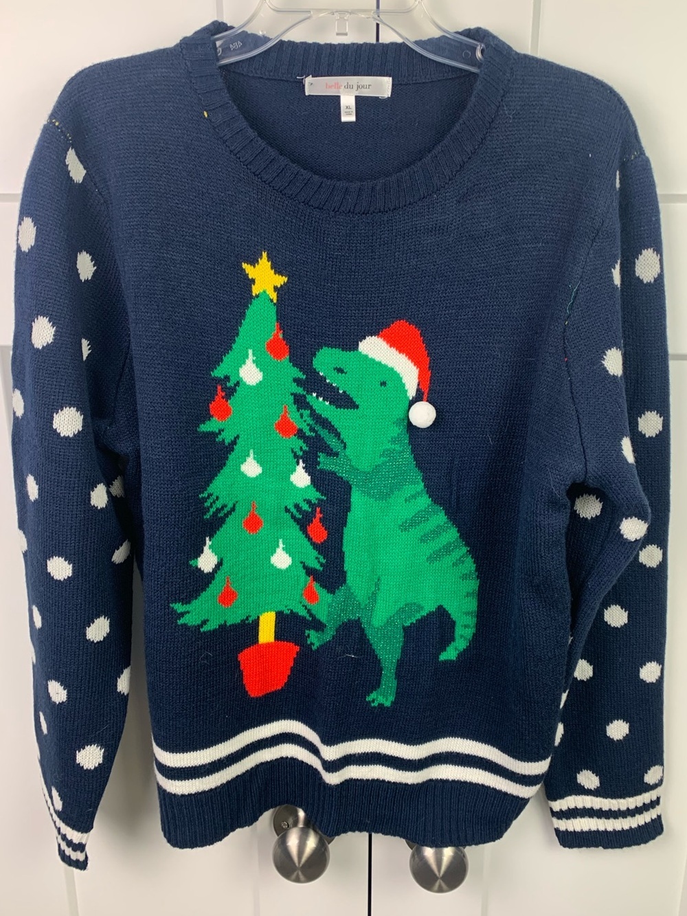 Women’s Christmas Sweater XL T Rex Christmas Tree Funny Ugly Party Novelty Dino
